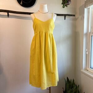 Cotton Yellow Eyelet Lace Strappy Midi Spring Summer Yellow Dress Size 10